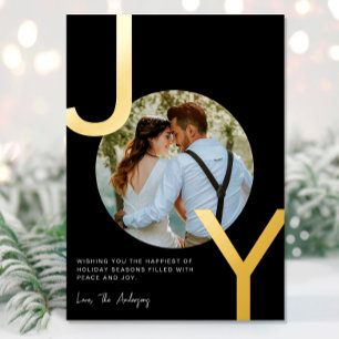 Joy Gold-folie zwarte elegant minimalistisch kerst Folie Feestdagenkaart
