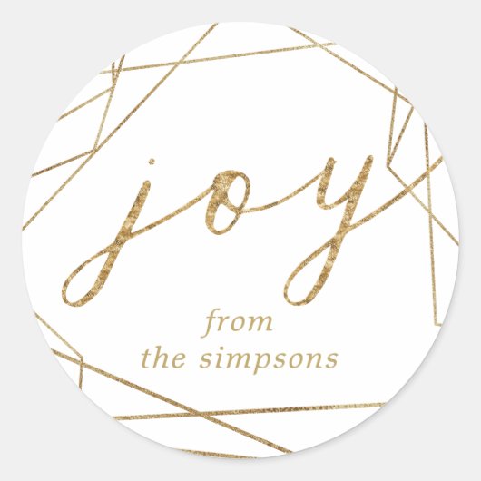 Joy Gold Géométrique Holiday Classic Round Sticker (Devant)