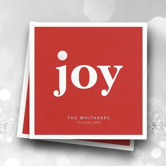Joy Golf Holiday Personalized Name Typography Red Servet