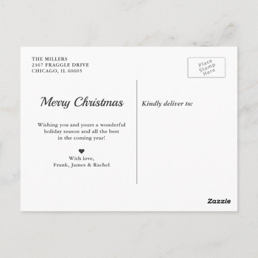 JOY| Green Pset Photo Collage Kerstfeestdag Briefkaart (Achterkant)