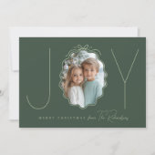 JOY Green Simple Bow Photo Christmas Carte de vaca (Devant)