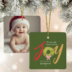 Joy Grootouders Eerste Kerst Keepsake Krans Keramisch Ornament