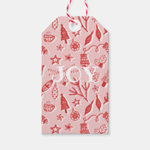 Joy · Hand getekende kerstdecoraties Vakantieset Cadeaulabel