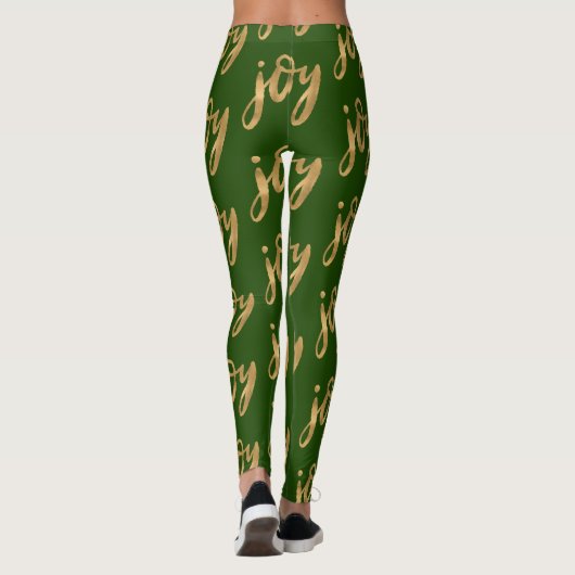 Joy Hand Lettered Script Gold kerstfeestdag Leggings (Achterkant)