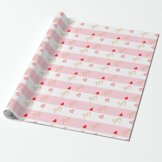 Joy Heart Pattern Cadeaupapier (Uitgerold)