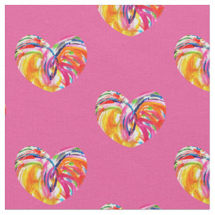 Joy Hearts Rainbow Fabric Art Materiaal Stof