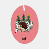 Joy Hedgehog Kerstmis Metalen Ornament (Voorkant links)