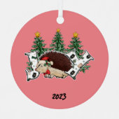 Joy Hedgehog Kerstmis Metalen Ornament (Voorkant)