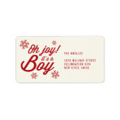 Joy, het is een padvinder Snowflakes Holiday Birth Etiket (Voorkant)