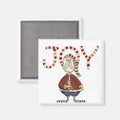 Joy Het is kerstt-shirts en cadeautjes. Magneet (Voorkant / Achterkant)