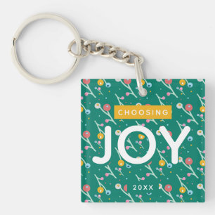 Joy Holiday Berries Groene Kerstmis Aangepast Sleutelhanger