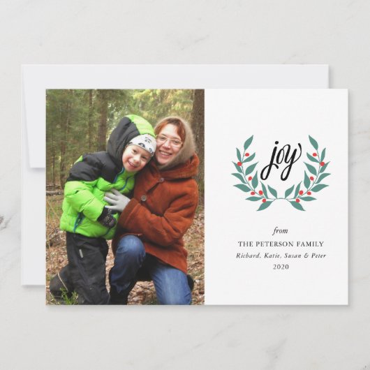Joy Holiday Carte photo Salutation (Devant)