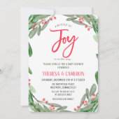Joy Holiday Mistletoe Baby shower Uitnodiging (Voorkant)