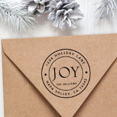 Joy Holiday Return Address Round Zelfinktende Stempel