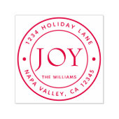 Joy Holiday Return Address Round Zelfinktende Stempel (Design)