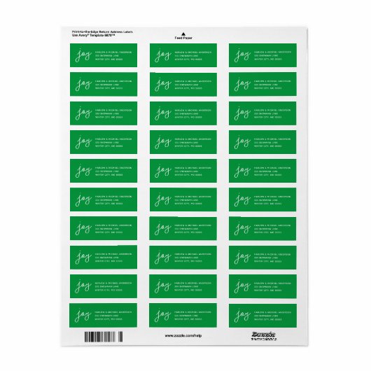 Joy Holiday Whimsical Script Green Custom Etiket (Full Sheet)