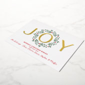 JOY Holiday Wreath | Eén foto-Folie Folie Uitnodiging (Gedraaid)