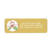 Joy Holly Gold kerstfeestay-Adresetiketten Etiket (Voorkant)