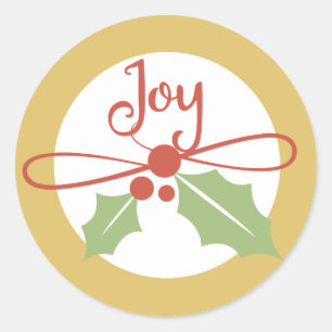 Joy Holly Stickers Gold et Red Christmas