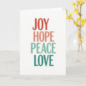 Joy Hope Peace Love Christmas Typography Card Kaart (Gele Bloem)
