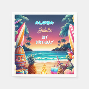 Joy hula Luau Surf aloha hawaiian 1e verjaardag Servet