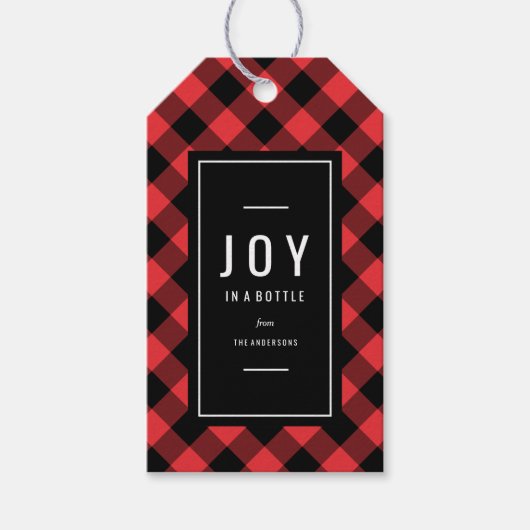 Joy in a Bottle Holiday Wine Gift Labels Cadeaulabel (Voorkant)