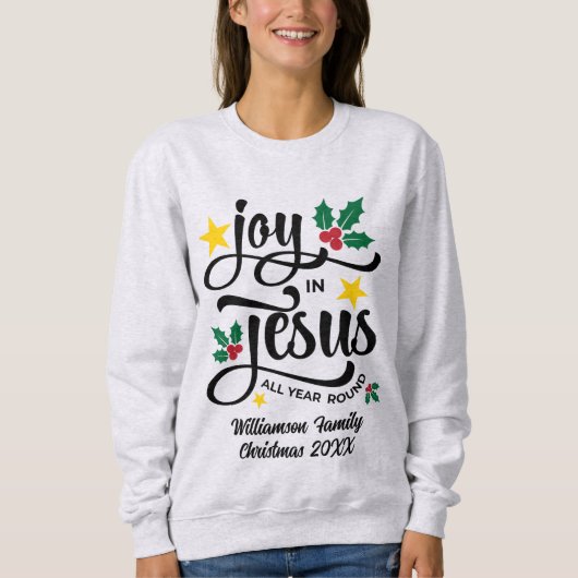 Joy in Jesus Christian Christmas Family Name Trui (Voorkant)