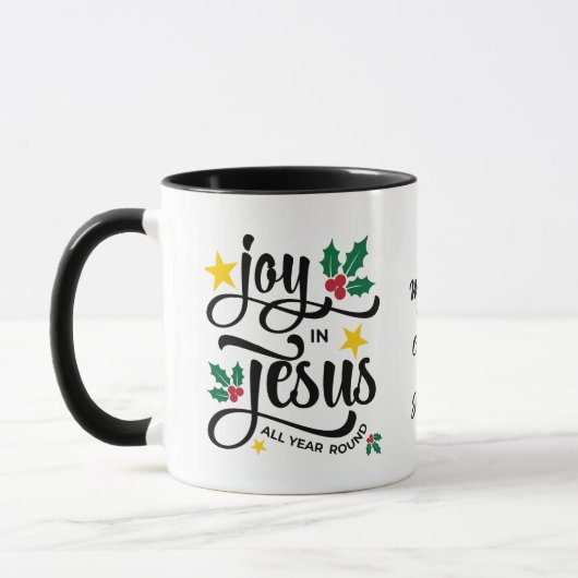 JOY IN JESUS Personalized Christian Christmas Mok (Links)