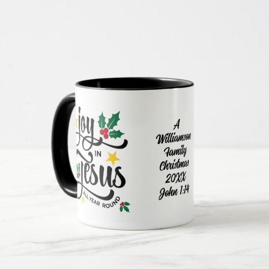 JOY IN JESUS Personalized Christian Christmas Mok (Voorkant links)