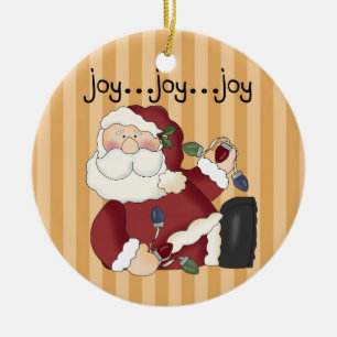Joy Joy Santa Ornament