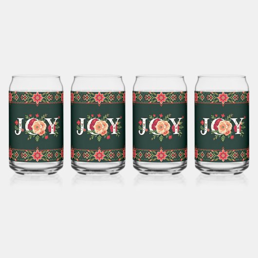 JOY kerst bloemenrand Blikvorm Glas (Voorkant)