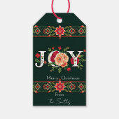 JOY kerst bloemenrand gepersonaliseerd Cadeaulabel (Voorkant)