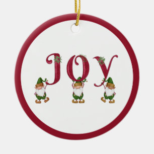 JOY Kerst Elfen houden Brieven Keramisch Ornament