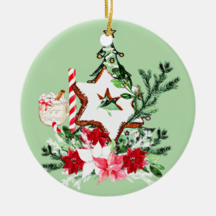 JOY Kerstboom Bloemen Suikerstok Keramisch Ornament