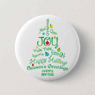 Joy kerstboom ronde button 5,7 cm