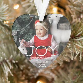 "JOY" kerstelegante luxe foto's op maat + tekst Ornament