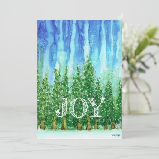 JOY Kerstkaart - Origineel Alcohol Inkt ontwerp (Staand voorkant)
