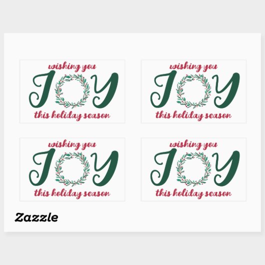 JOY Kerstkrans Hand-getrokken CUSTOM Rechthoekige Sticker (Vel)