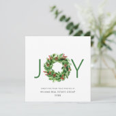 JOY Kerstkrans met hulstbessen Kerstgroet Feestdagenkaart (Staand voorkant)