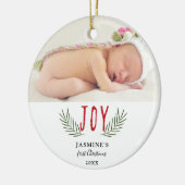 Joy Kerstmis baby's eerste kerstfoto Elegant Keramisch Ornament (Links)