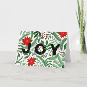 Joy Kerstmis Botanical (on White) Folded Holiday Kaart