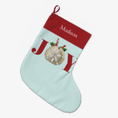 Joy Kerstmis en Dollar Holly Berries Kustal Grote Kerstsok (Voorkant (Hangend))