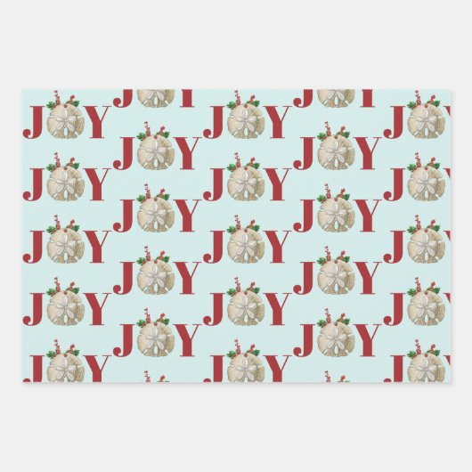 Joy Kerstmis en Dollar Holly Berries Kustal Inpakpapier Vel (Voorkant 2)