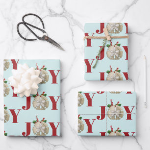 Joy Kerstmis en Dollar Holly Berries Kustal Inpakpapier Vel