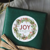 Joy - Kerstmis - Familienaam Ronde Sticker