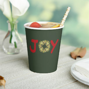 Joy Kerstmis Wreath Papieren Bekers