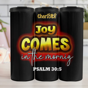 Joy komt 's ochtends thermosbeker