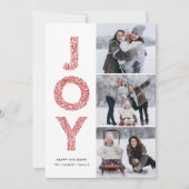 JOY Lettering Red Kerstfoto Collage Feestdagenkaart (Voorkant)