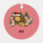 Joy Lion Kerstmis Metalen Ornament (Voorkant)