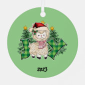 Joy Llama Kerstmis Metalen Ornament (Achterkant)